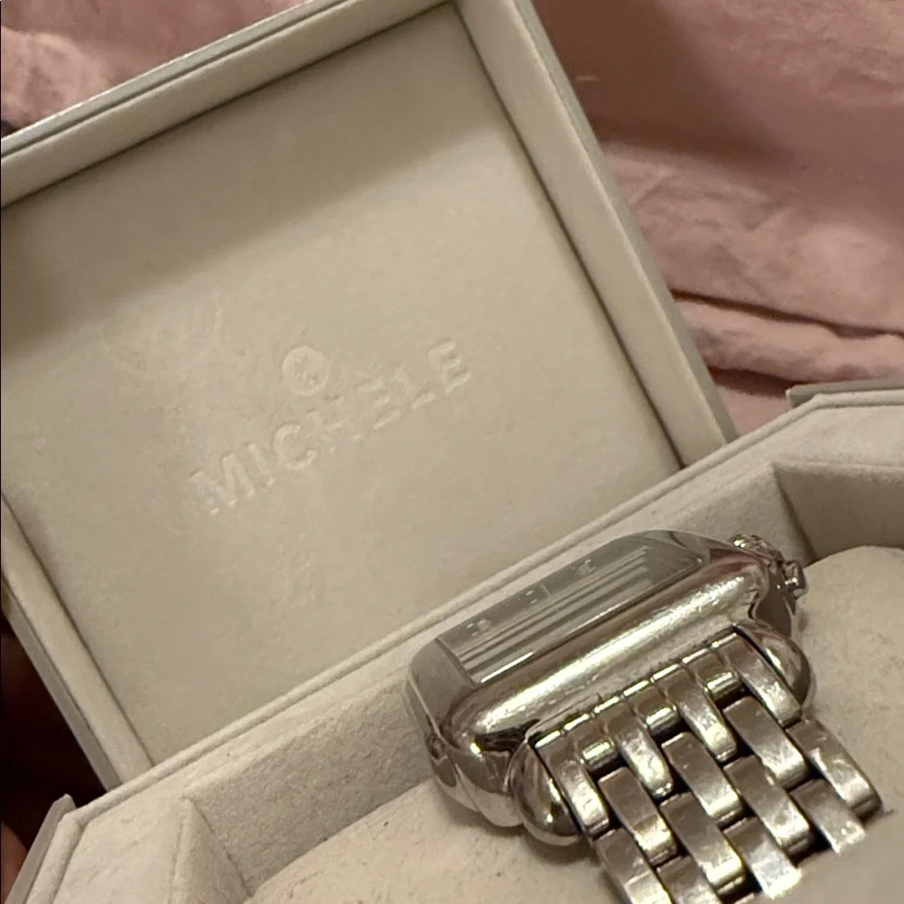 Michele Silver Watch with Black Dial - Picture 2 of 3